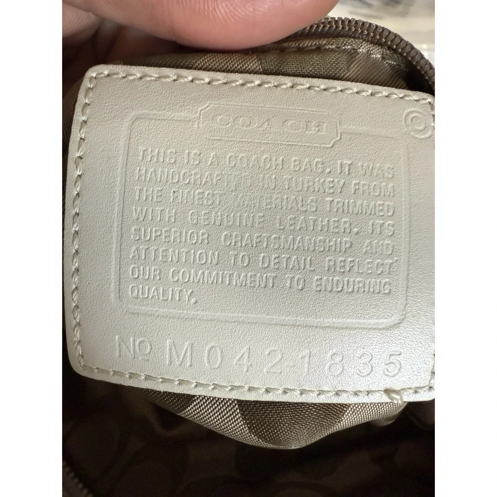 Vintage Coach Ivory Leather Satchel wide strap Tan‎ Interior